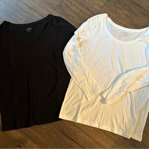 Set of Black and White LOFT Long Sleeve Shirts - Size Medium